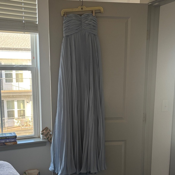Amazon Dresses & Skirts - Amazon Strapless Dusty Blue Pleated Dress